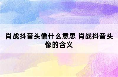 肖战抖音头像什么意思 肖战抖音头像的含义